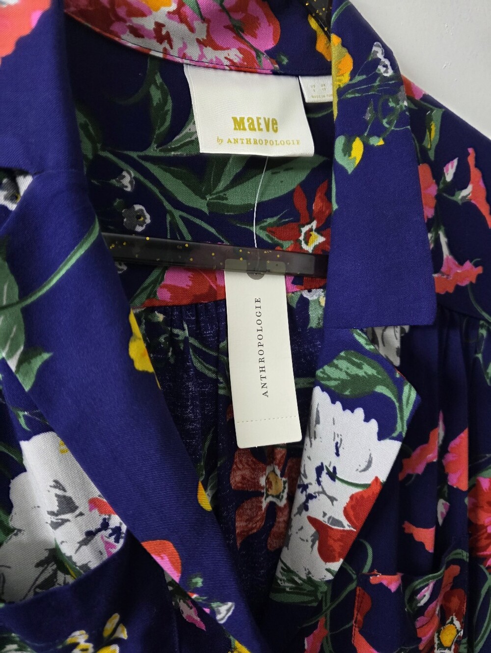 NWT Maeve By Anthropologie Blue Floral Button Tie Front Blouse Size 6 - Picture 2 of 6
